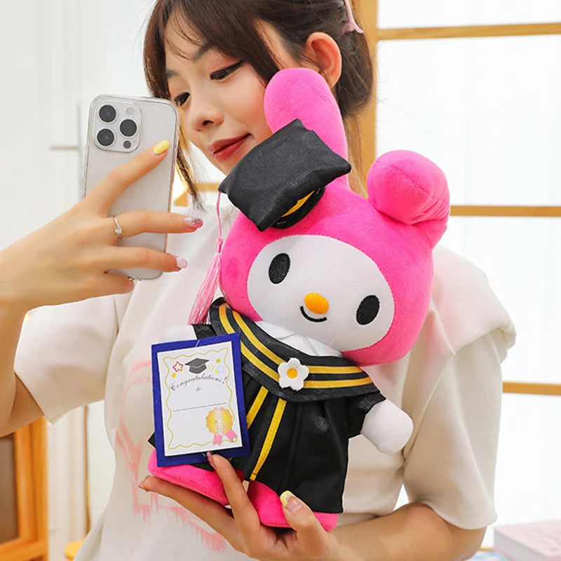 25cm Sanrio Stitch Hello Kitty Graduation Plush Toys Pochacco Soft Tuffed Animals Christmas Birthday Christmas Graduation Gifts