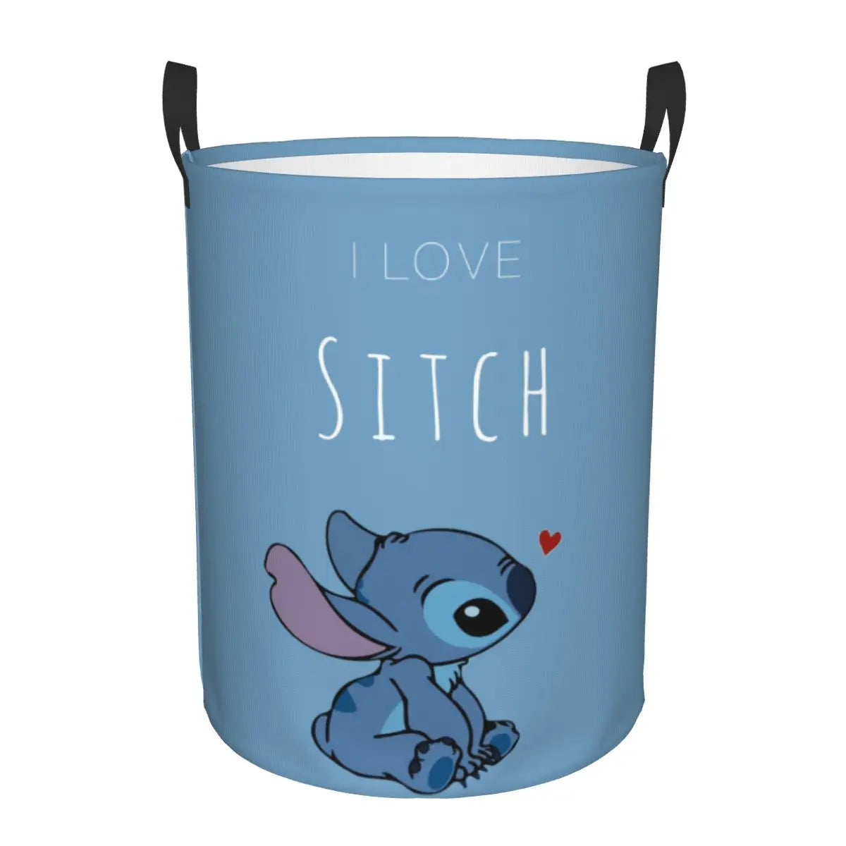 Custom Stitch Kiss Angel Love Heart Anime Laundry Hamper Large Clothes Storage Basket Toy Bin Organizer for Boy Girl