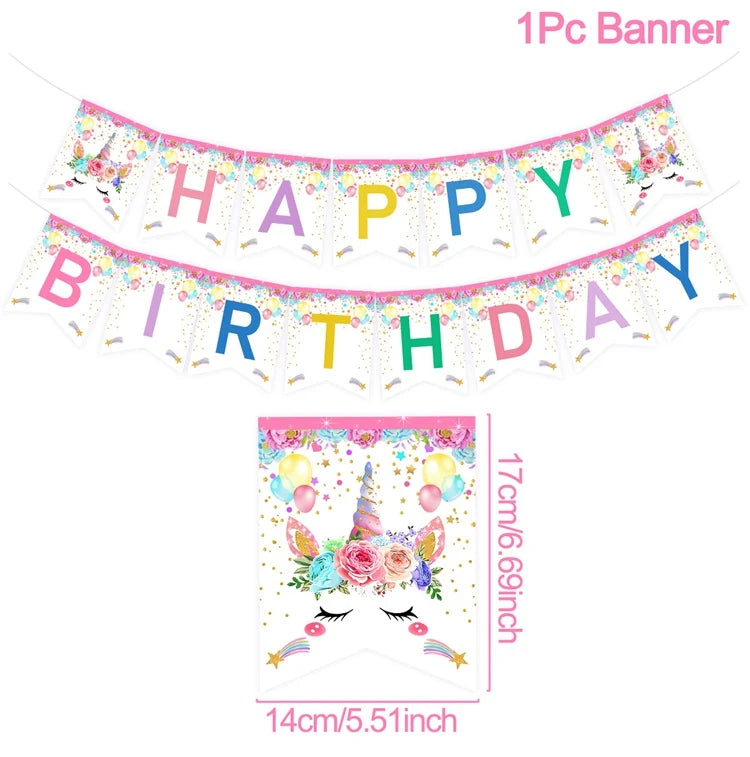 Unicorn Party Decoration Disposable Tableware Unicorn Birthday Party Decorations Kids Baby Shower Girl Birthday Party Supplies
