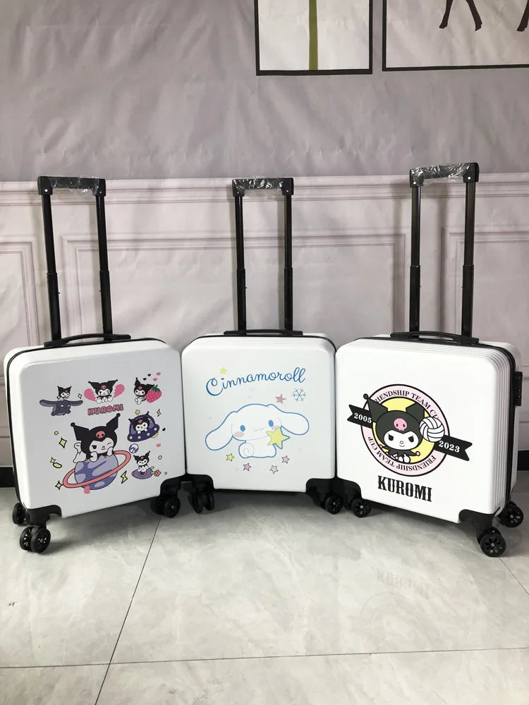 Sanrios New Child Trolley Case Cute Cartoon Kuromi Anime Hello Kittys Universal Wheel Suitcase Boy Girl Password Lock Suitcase