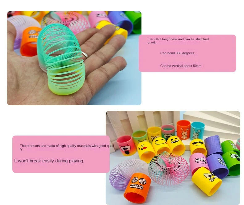 12Pcs Neon Rainbow Plastic Smile Magic Spring Toys for Children Birthday Party Favors Piñata Fillers Carnival Prizes Goodie Bag