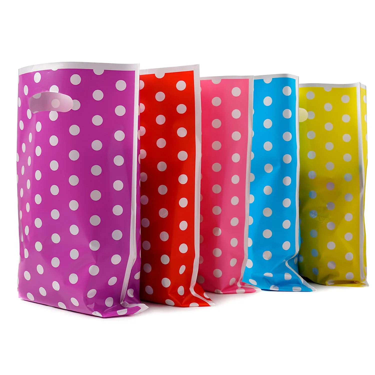 20pcs Printed Gift Bags Polka Dots Plastic Candy Bag Child Party Loot Bags Boy Girl Kids Birthday Party Favors Supplies Decor