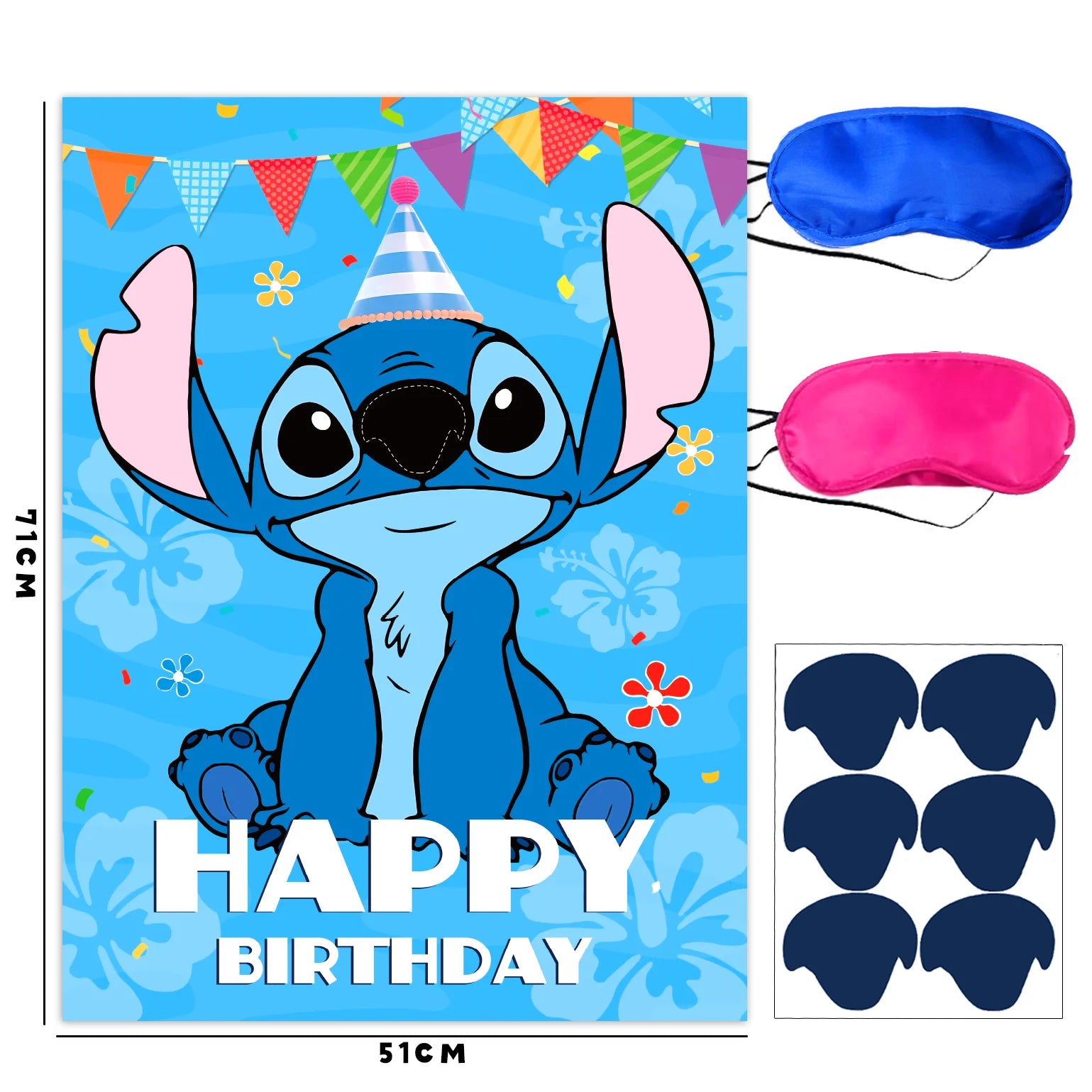 Pin The Nose on The lilo Stitch Birthday Party Game Stickers Poster Stitch Party Background Party Game Kids Favor Gifts Supplies