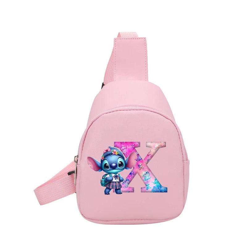 Cartoon Lilo&stitch Pu Chest Bag Mini Outdoor ShoulderBag Boy Girl Satchel Bags Costume Accessories Students Crossbady Bag Purse