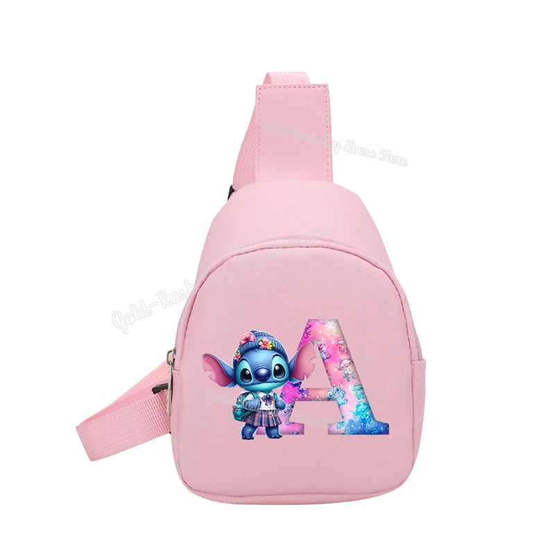 Cartoon Lilo&stitch Pu Chest Bag Mini Outdoor ShoulderBag Boy Girl Satchel Bags Costume Accessories Students Crossbady Bag Purse