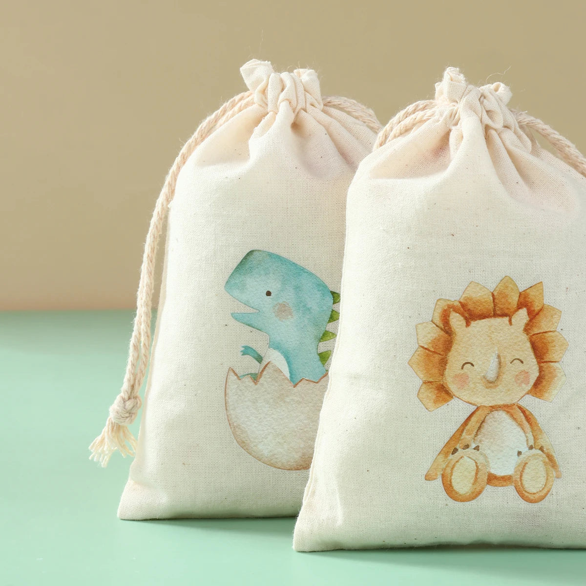 6pcs Animal Dinosaur Unicorn Cotton Linen Gift Bags Birthday Party Decor Kids Wedding Party Favor Bag Baby Shower Gift Bag