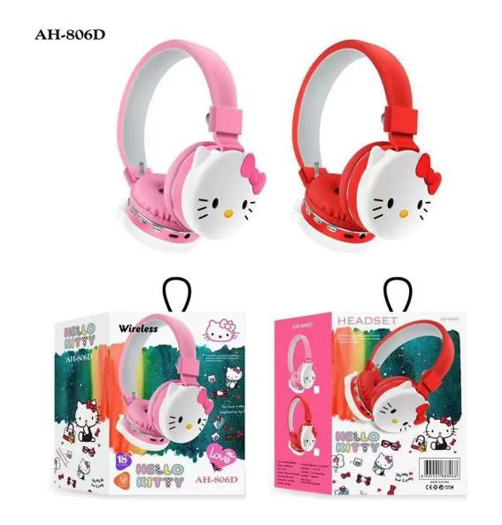 Sanrio Bluetooth Headphone Hello Kitty Wireless Headsets Cartoon Mic Foldable Lightweight Earphone for Phones Laptop Gift Pink