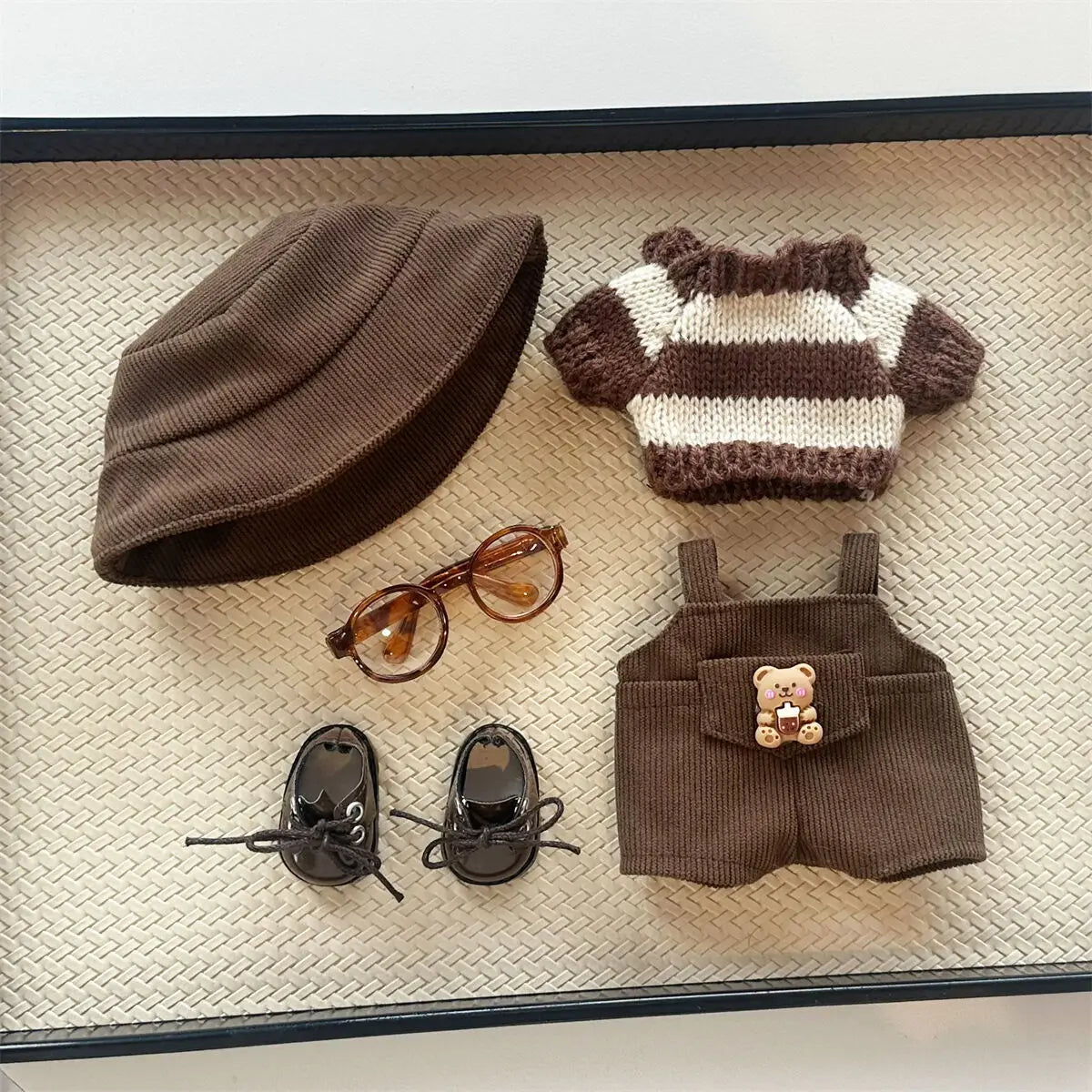 17cm Mini Plush Doll'S Clothes Outfit Accessories For Korea Kpop Exo Labubu Idol Striped clothes eyes shoes suit Clothing Gift