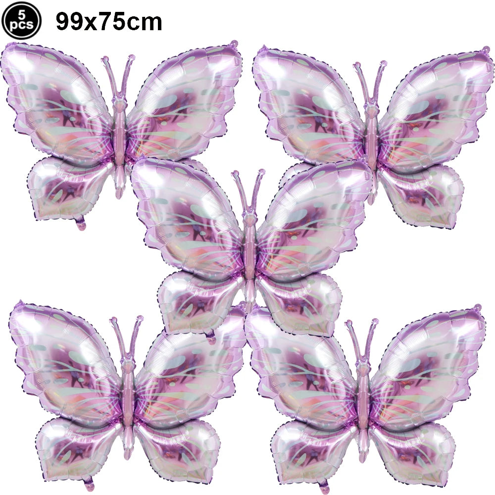 5pcs Colorful Butterfly Foil Balloons Butterfly Balloons Butterfly Themed Balloon Girl Party Birthday Wedding Baby Shower Decors