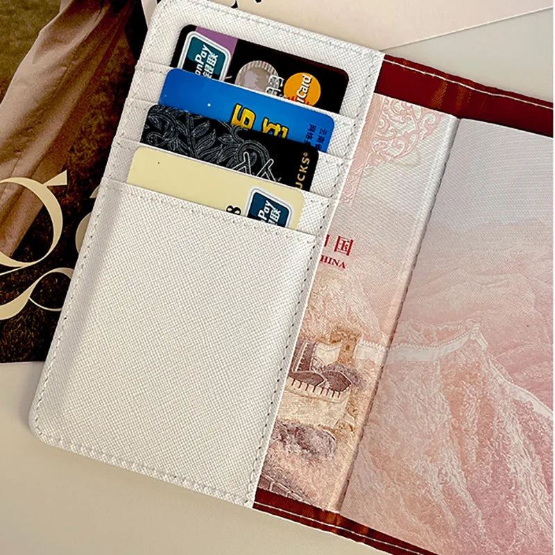 Cute Panda Passport Cover Girl Cartoon Pink Bear Bank Credit Card Passport Holder Case Women Travel Accessories Passport Wallet