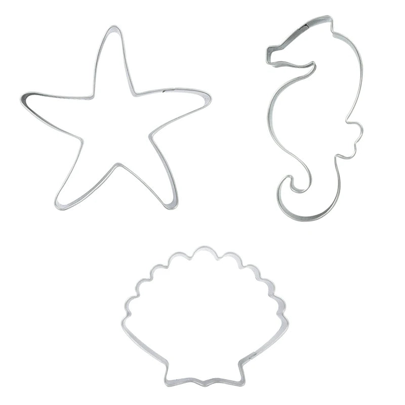 3Pcs/lot Ocean Seahorse Starfish Cookie Cutter Mold Under The Sea Mermaid Birthday Party Decoration DIY Cake Biscuit Baking Tool