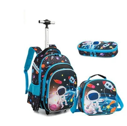 3pcs School Wheeled bag set with lunch box Kids SchooTrolley Bag wheels Wheeled backpack for boys Travel luggage Trolley Bag