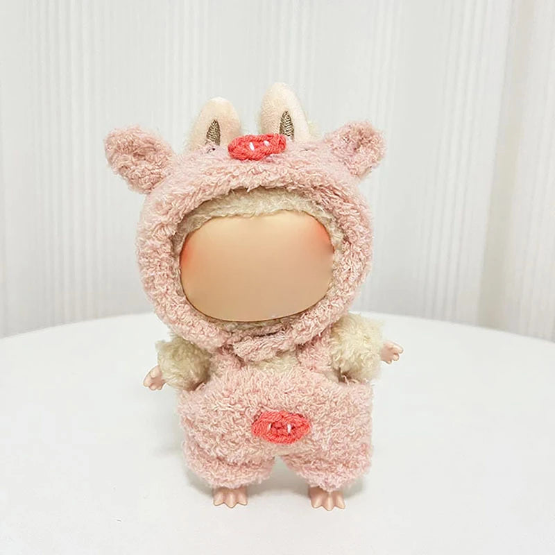 Cute Mini Plush Doll'S Clothes Outfit Only Clothing Accessories For 17cm Labubu Dolls Sweater Hoodie Clothing DIY Kids Gifts