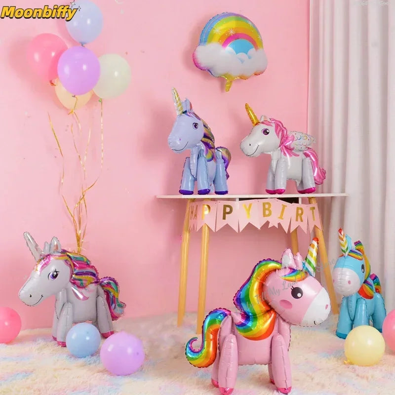 Unicorn Theme Birthday Balloons Party Decoration Rainbow Foil Number Balloon Birthday Party Decor Kids Gift Baby Shower Globos