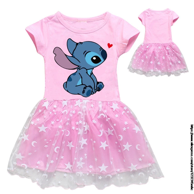 Girls Lilo And Stitch Dress Cotton Kids Dresses for Girls Party Clothes 3 To 10  Vestidos Toddler Costume Birthday Gift
