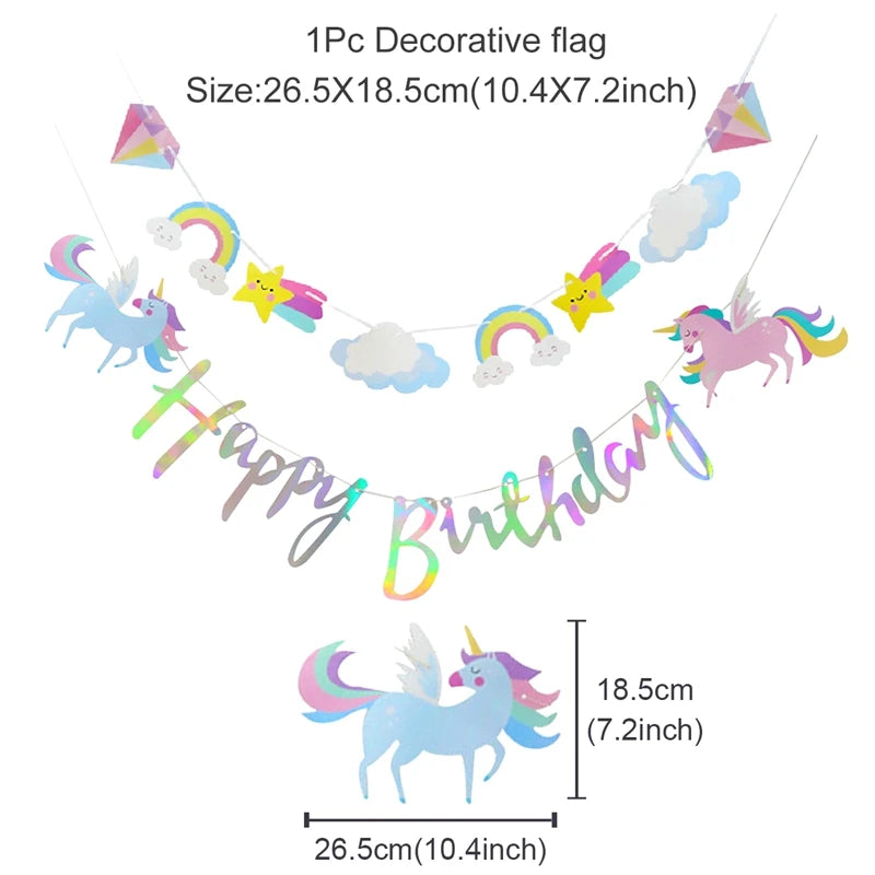 Rainbow Unicorn Disposable Tableware Background Unicorn Birthday Party Decorations Kids Baby Shower Girl Birthday Party Supplies
