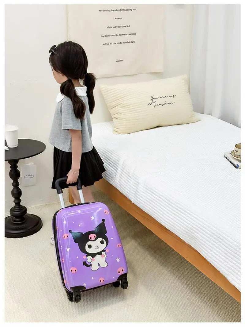 New 18-Inch Suitcase Kawaii Kuromi Kids Trolley Case Student Cartoon Luggage Girls Travel Portable Boarding Case Kids Toys Gift