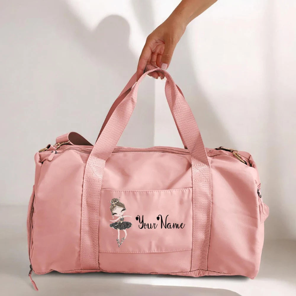 Personalized Dance Name Bags Ballerina Storage Bag Custom Girls Duffle Bag Dance Travel Luggage Bag Birthday Gift for Dancer Kid