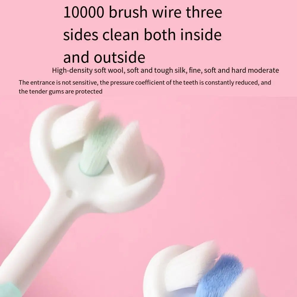 Candy Color Three Sided Toothbrush Teeth Clean 360 Degree 3D Tooth Brush Deep Cleaning Soft Bristle Oral Care Brush Boy Girl