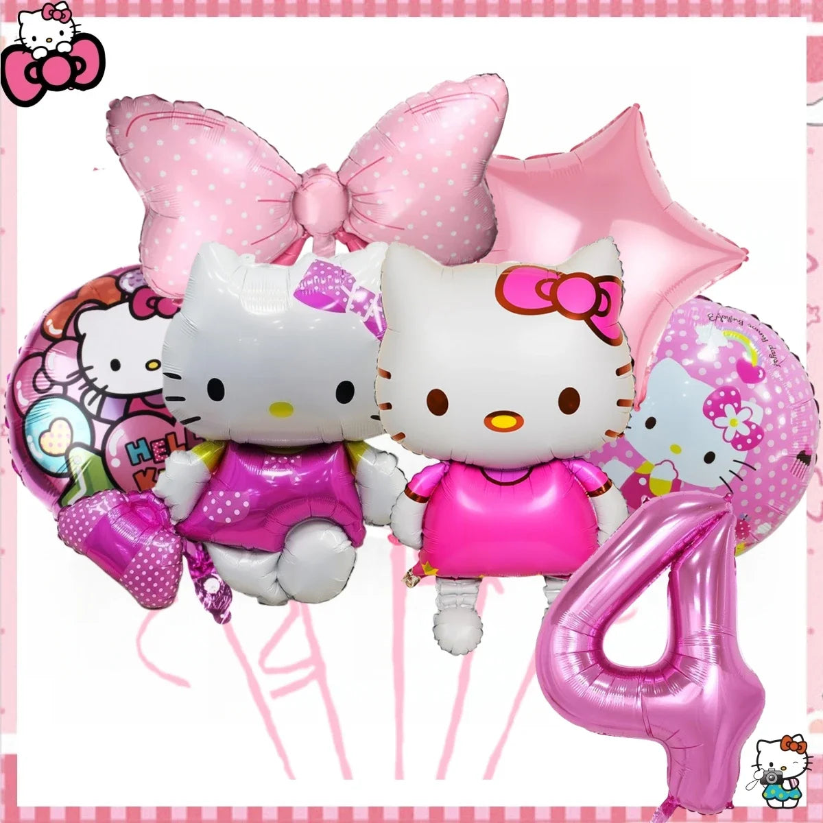 Hello Kitty Birthday Party Decorations Kawaii Cat Tableware Plate Tablecloth Baby Shower DIY stickers Girls Gifts Party Supplies