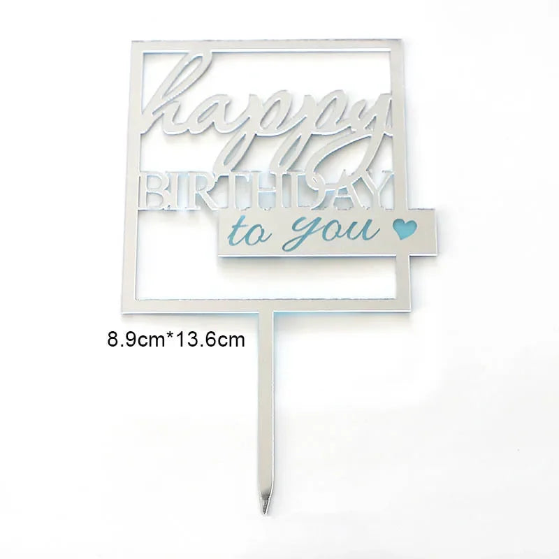 Ins Gold Happy Birthday Cake Toppers Birthday Girl Acrylic Kids Birthday Party Cake Topper Baby Shower Gift Dessert Decoration
