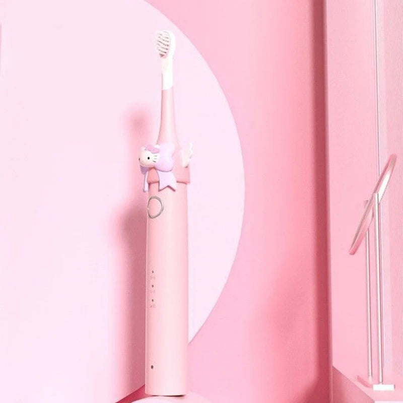 Kawaii Sanrio HelloKitty Electric Toothbrush Cute Anime Soft Hair Travel Portable Fiber Toothbrush Girl Oral Care Cleaning Brush