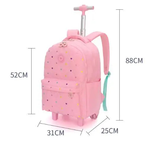 Rolling Backpack for Girls School Backpack with wheels Girls Travel Backpack Suitcases with Wheels Kids Backpack with Lunch Box