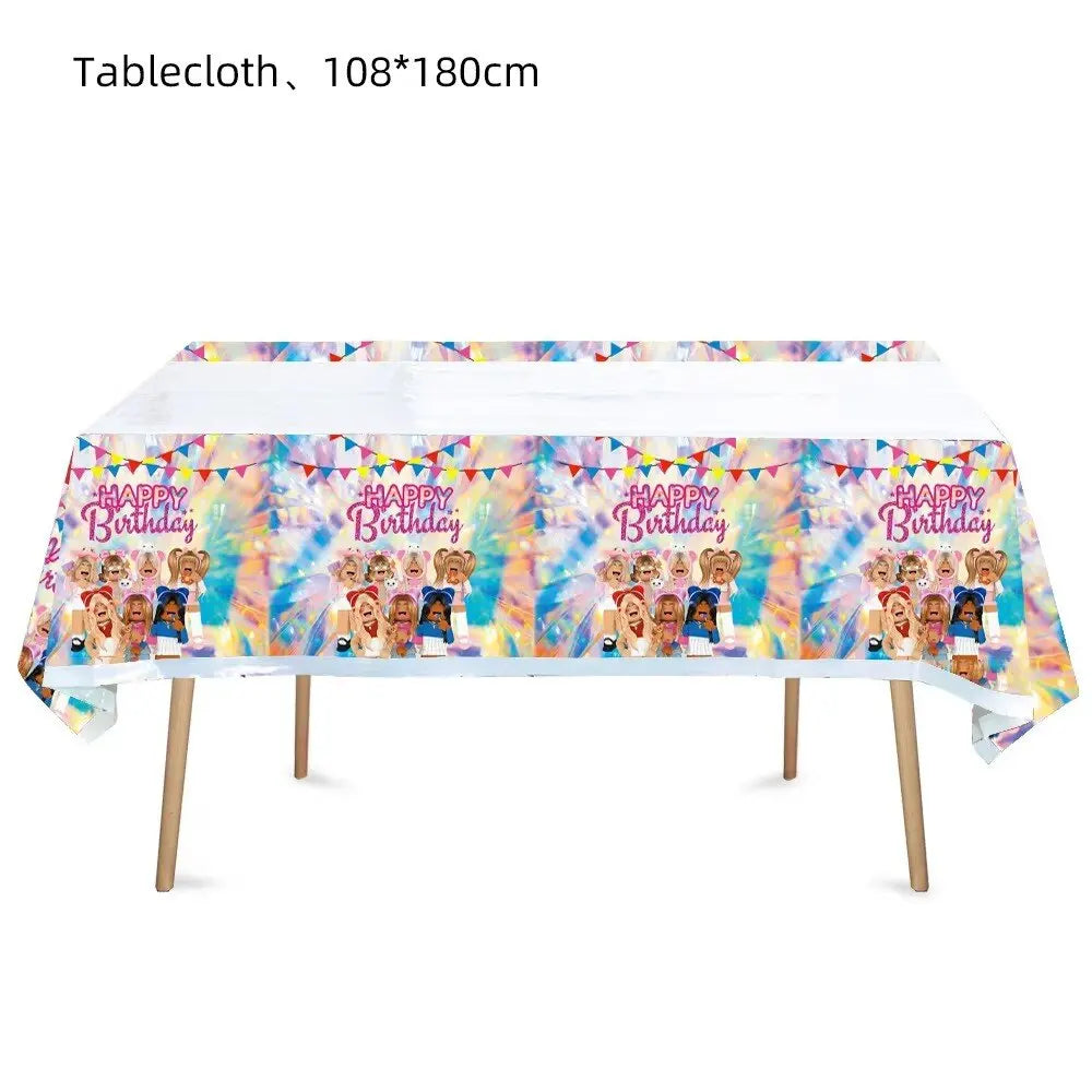 Roblox Theme 1pcs/lot Happy Birthday Party Table Kit Cover Baby Shower Decorations Kids Boys Girls Favors toy Plastic Tablecloth