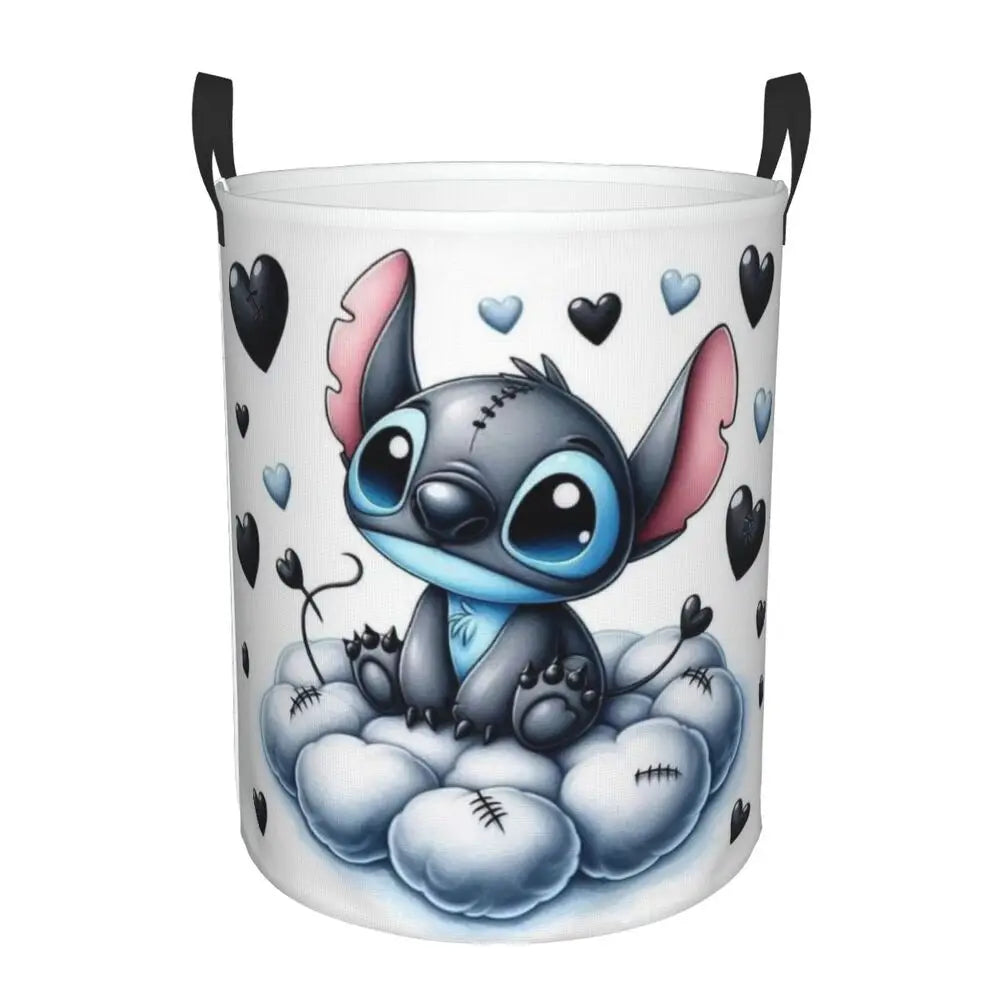 Customized SLilo And Stitch Cartoon Laundry Hamper Large Storage Basket Anime Kids Nursery Toy Organizer