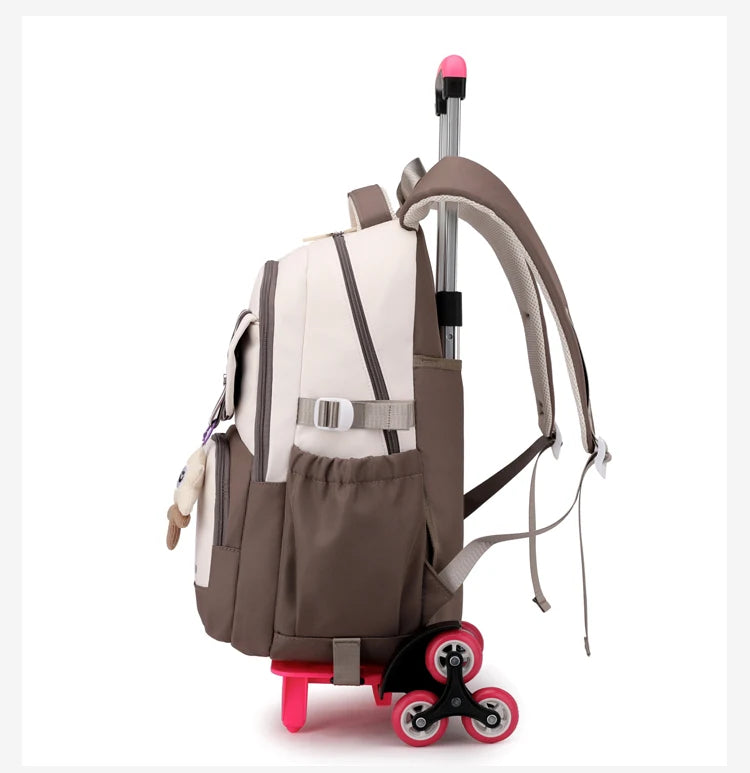 School Backpack with wheels Rolling Backpack for Girls Kids Student Wheeled Backpack Trolley School Bag Travel Trolley Luggage