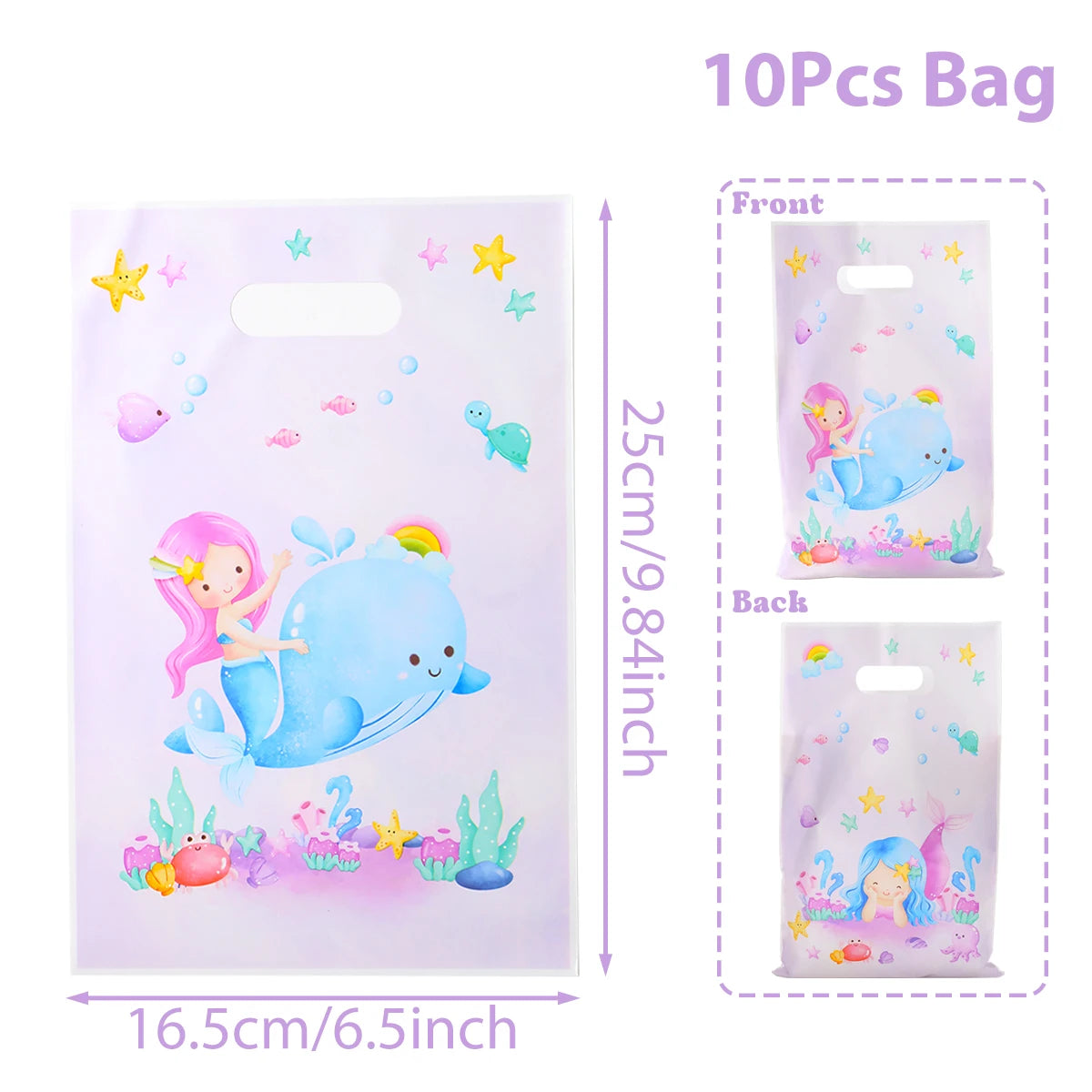 Mermaid Tote Bag Under The Sea Theme Little Mermaid Happy One Birthday Party Decorations Kids Candy Cookie Handbag Baby Shower