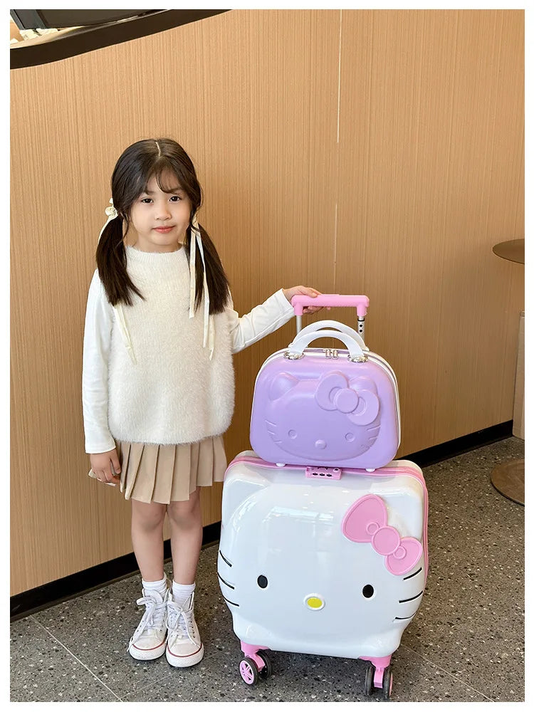 Hello Kittys Trolley Case Girls Sanrioed Universal Wheel Trolley Portable Suitcase Cartoon Travel Boarding Case Kids Toys Gift