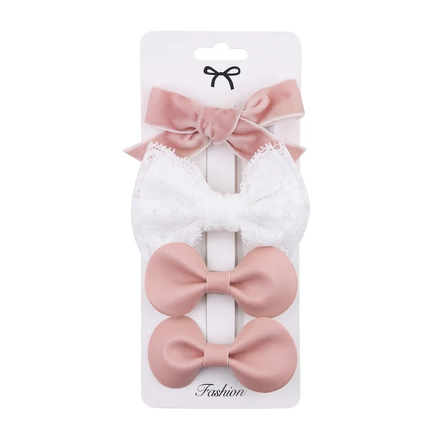 4Pcs/set Floral Print Hair Bow Clips Baby Girls Lace Cotton Linen BB Barrettes Safety Hairpins Korea Kids Headwear Accessories