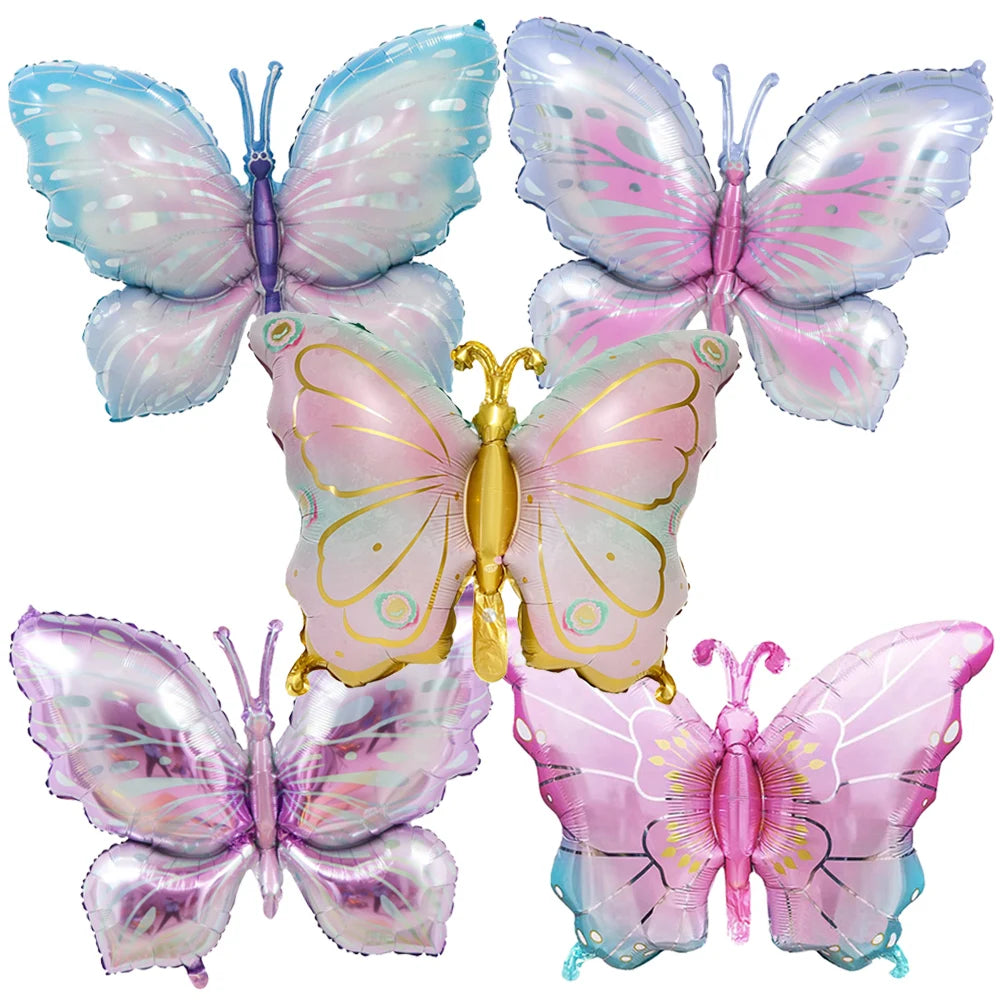 5pcs Colorful Butterfly Foil Balloons Butterfly Balloons Butterfly Themed Balloon Girl Party Birthday Wedding Baby Shower Decors