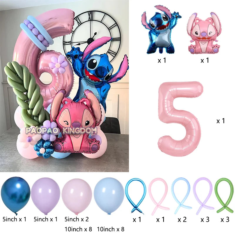 Lilo & Stitch Party Balloons Stitch Number Balloon Garland Arch Kit Baby Shower Birthday Party Decor Kids Toy Gift