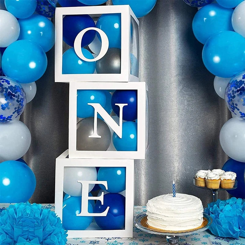 Transparent Balloon Box Baby Shower Decoration Boy Girl 1st Birthday Party Decorations Kids Wedding Decor Babyshower Supplies