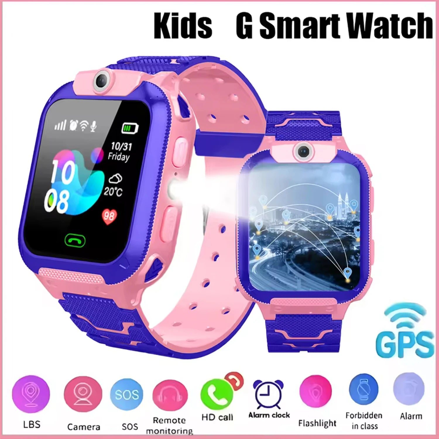 Kids Smart Watch SOS Antil-lost GPS Location Camera Sim Card Call IP67 Waterproof Smart Watch For Android Ios Kids Gift 2025New