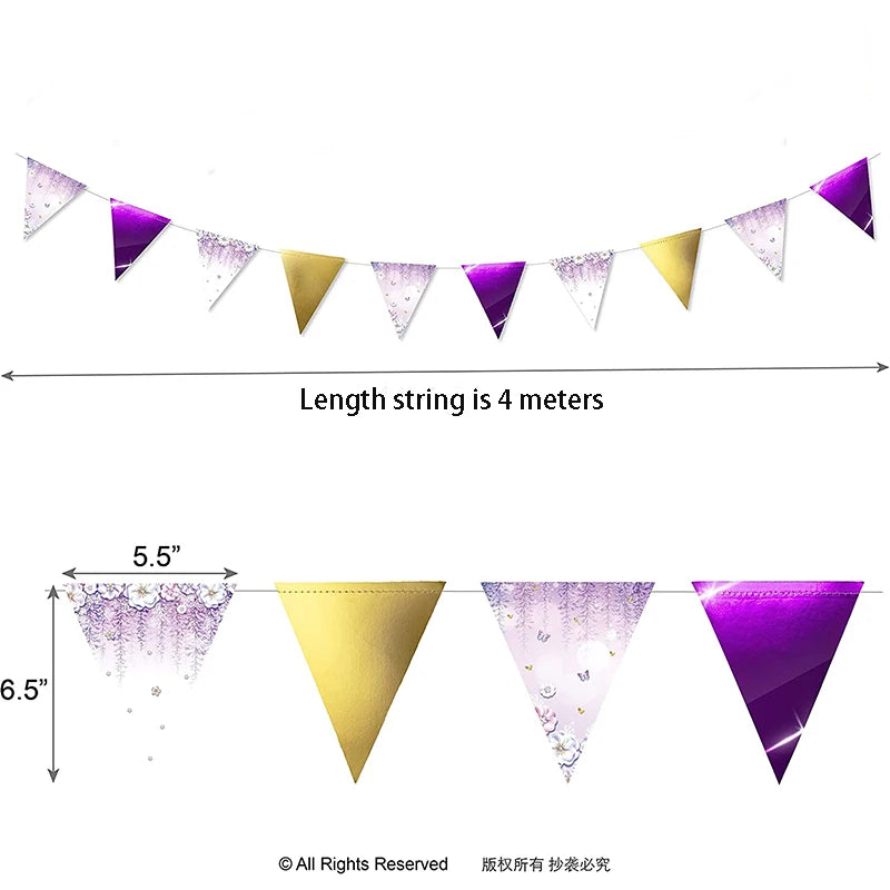 Purple Happy Birthday Banner Party Decorations Purple White Balloons Garlands Lavender Mermaid Birthday Themed Party Streamers