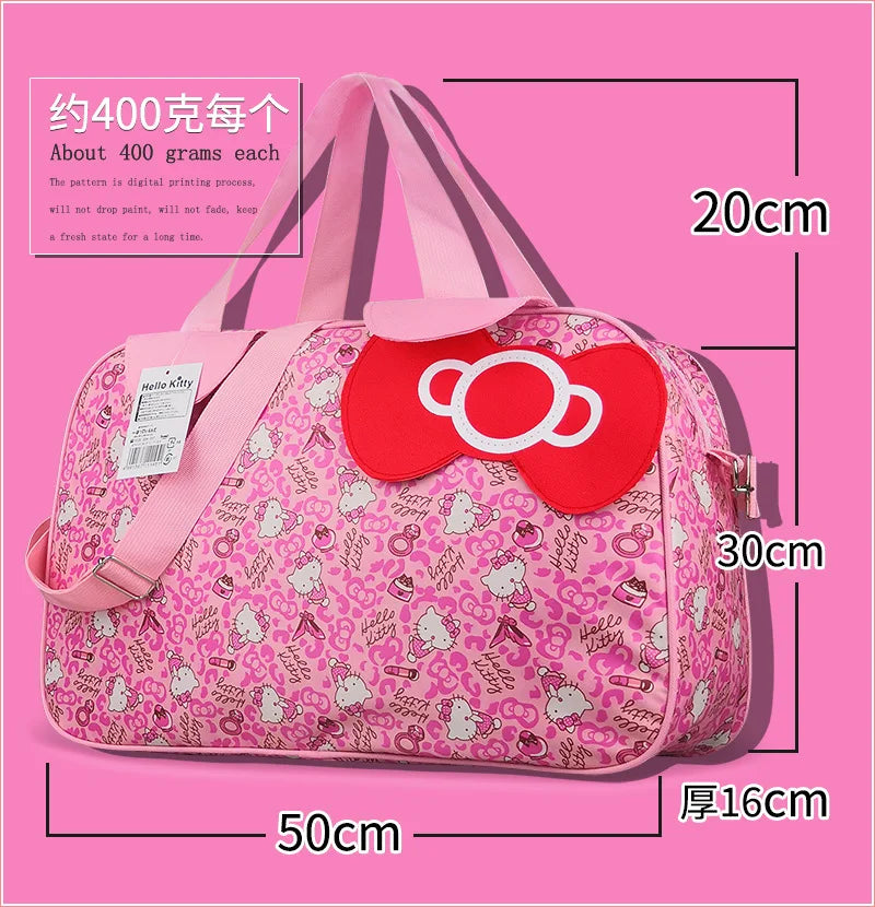 Sanrio Oxford cloth messenger bag hello kitty cartoon travel luggage storage bag girl shoulder bag gym handbag