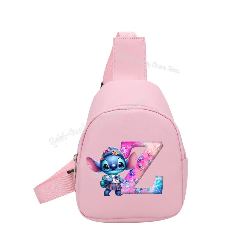 Cartoon Lilo&stitch Pu Chest Bag Mini Outdoor ShoulderBag Boy Girl Satchel Bags Costume Accessories Students Crossbady Bag Purse