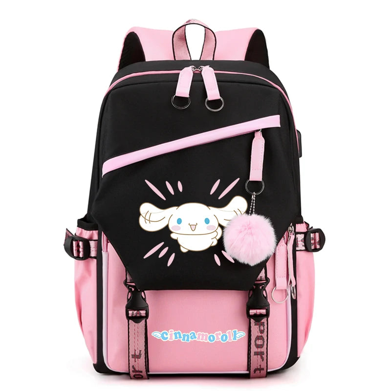 Sanrio Kuromi Cinnamoroll Backpack Teenager Student Rucksack Girl Boy Kids Anime Knapsack Women Cute Cartoon Bag Travel Mochilas