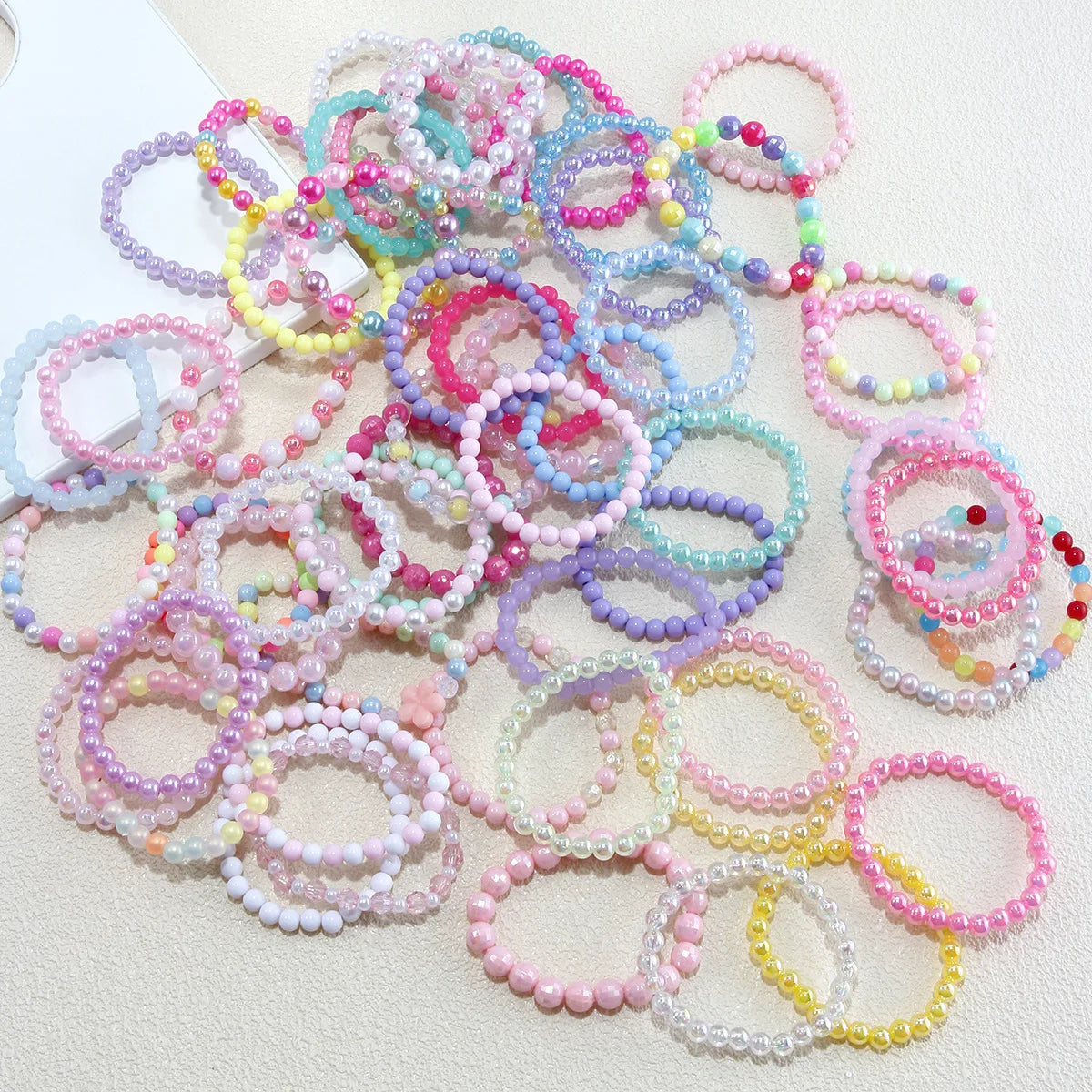 15pcs Candy Color Beads Bracelet for Kids Girl Birthday Party Favors Baby Shower Guest Jewelry Gift School Prizes Treat Bag