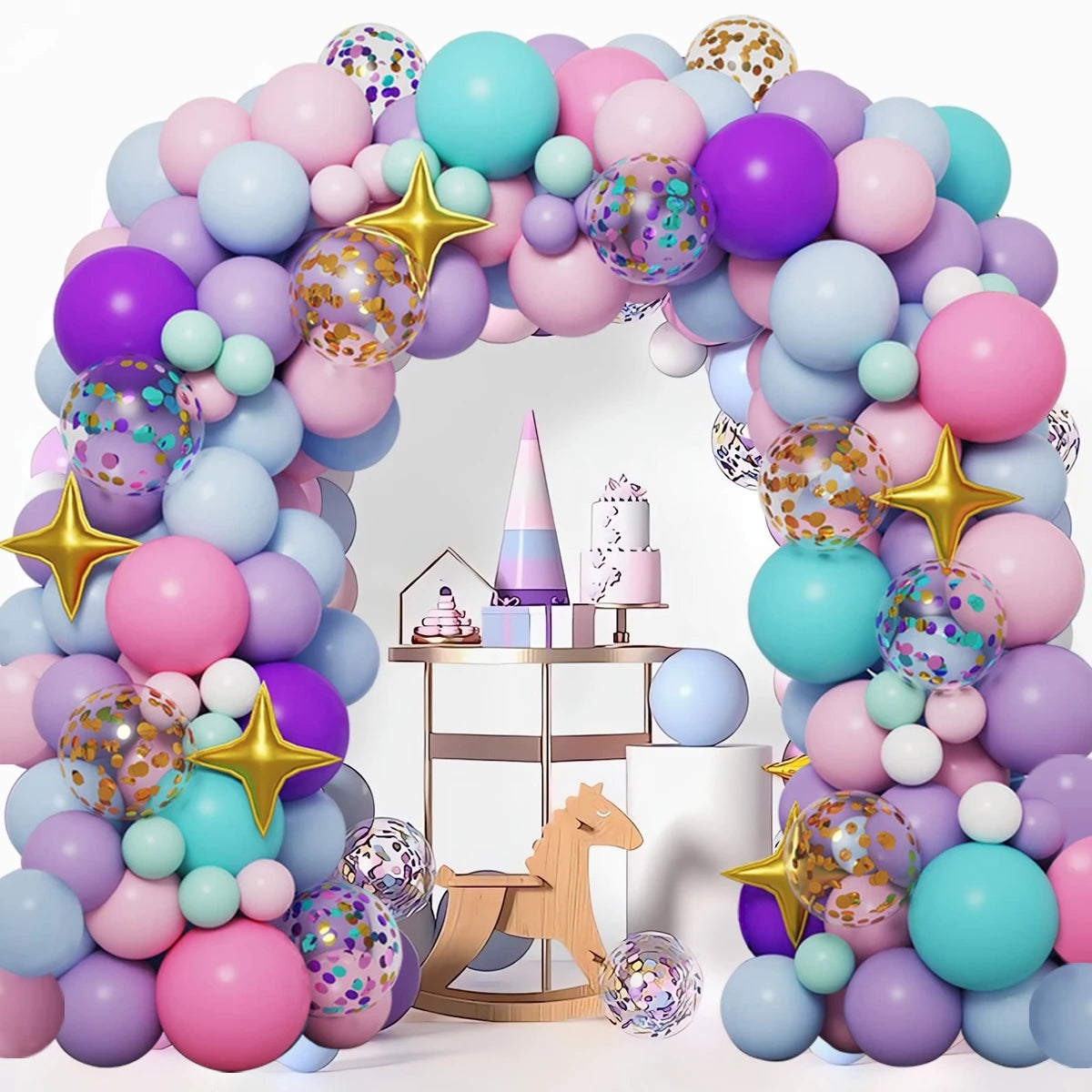 Unicorn Star Color Balloon Garland Arch Kit Rainbow Wedding Birthday Party Decor Kids Baby Shower Birthday Latex Balloons