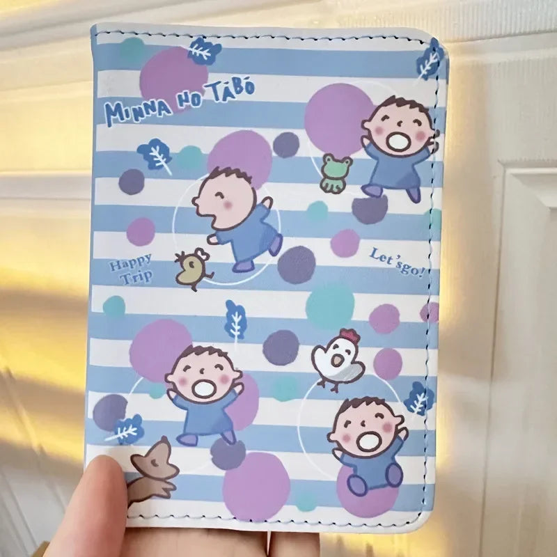 Sanrio Cinnamoroll Kuromi Mymelody Cartoon PU Passport Cover kawaii Anime Travel ID Credit Card Holders Clip Bags Girls Gifts