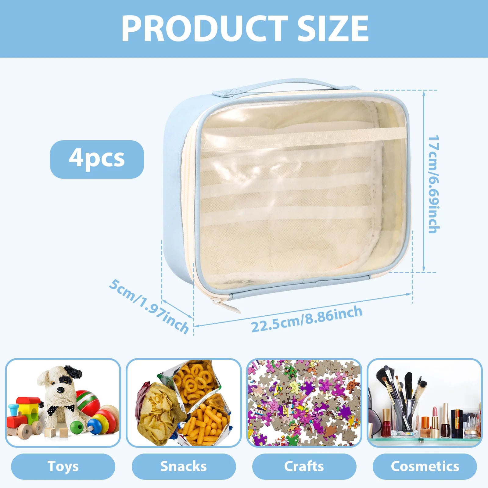 4 Pcs Toy Storage Bag with Top Handle and Zipper Large Capacity Board Game Storage Reusable Toy Organizer Bag for Board Games