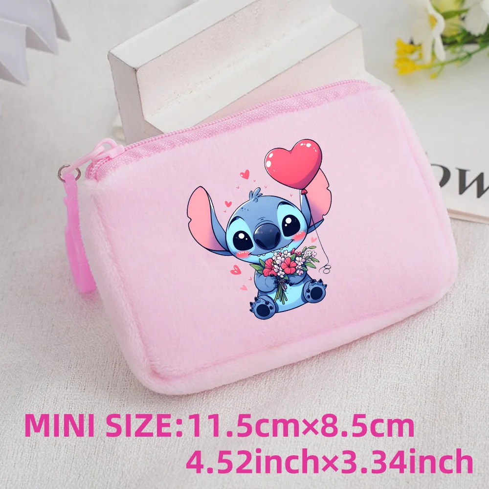 Lilo Stitch Kids Anime Plush Coin Purse Girls Boys Cute Mini Wallet Cartoon Moneybag Kids Storage Bag Pendant Birthday Gifts