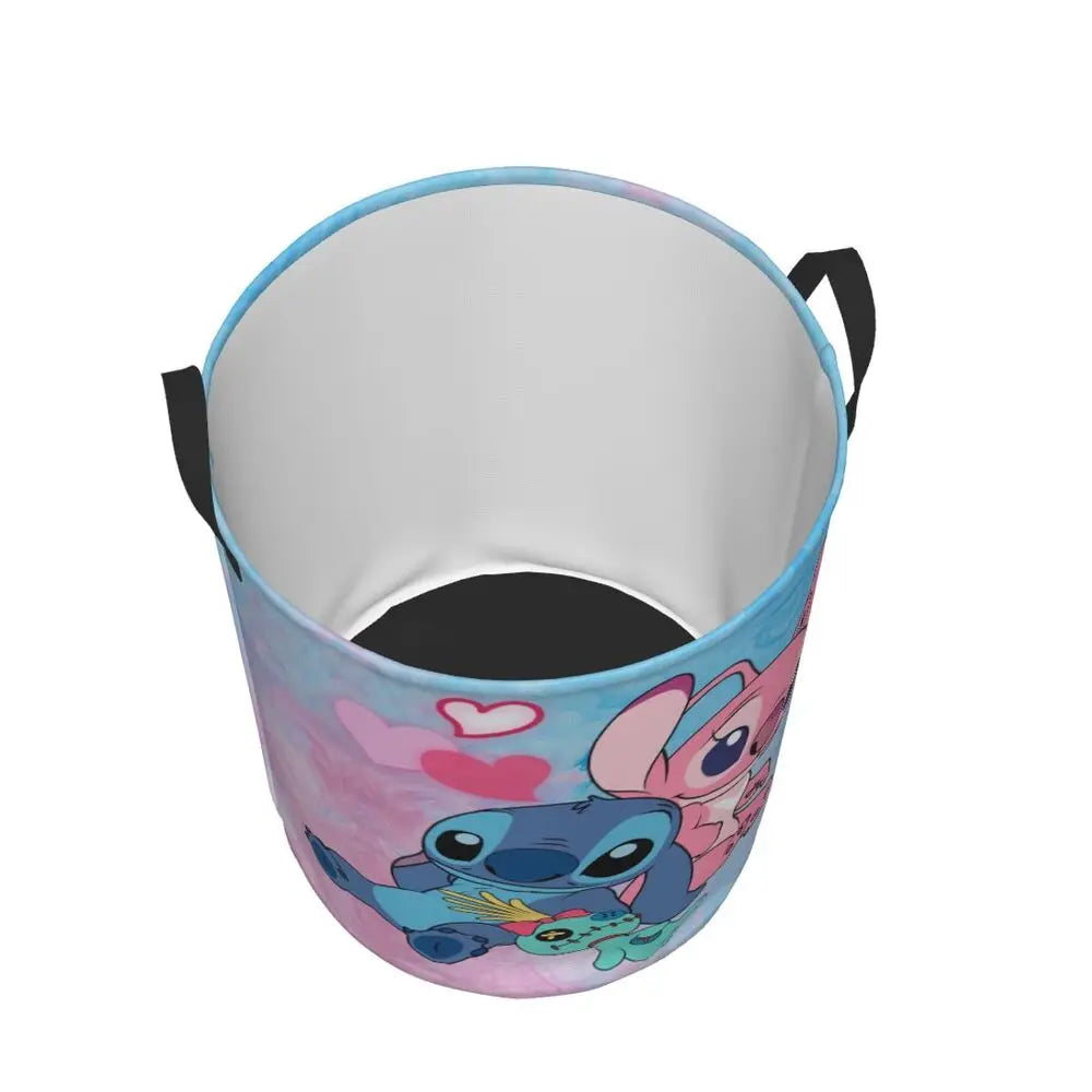 Customized SLilo And Stitch Cartoon Laundry Hamper Large Storage Basket Anime Kids Nursery Toy Organizer