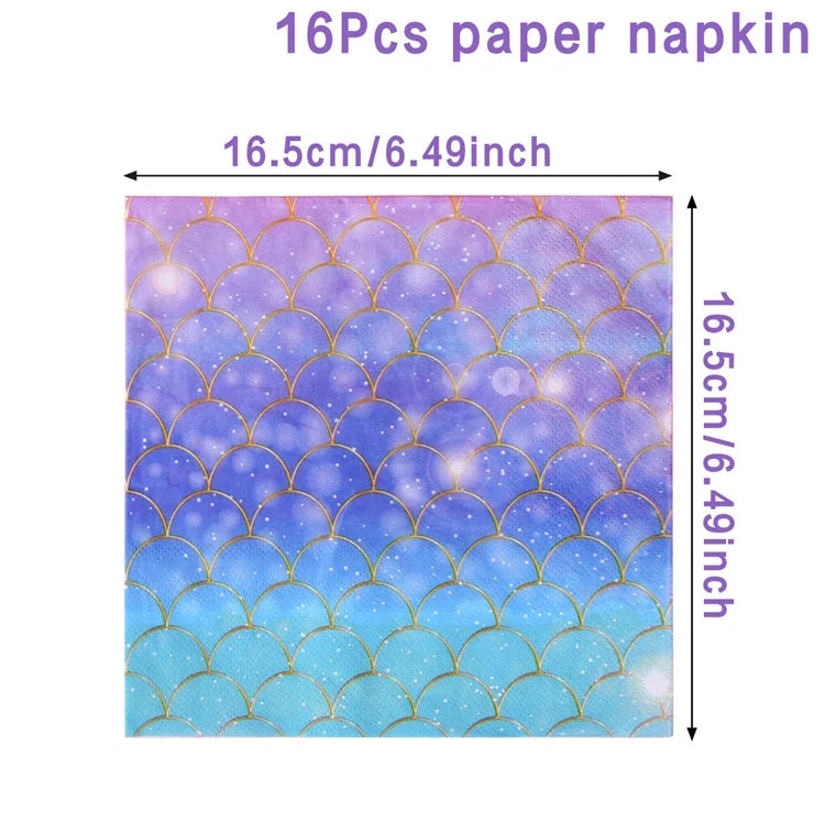 Mermaid Party Disposable Tableware Banner Mermaid Birthday Party Decorations Girl Under the Sea Party Decoration Baby Shower