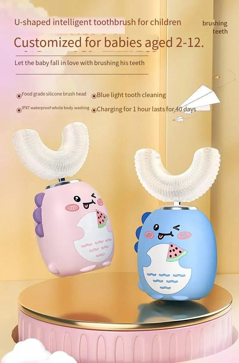 U-Shaped Electric Rechargeable Toothbrush For Children, Oral Care For Boys And Girls Over 2 Years Old, Tooth Cleaning And Brush