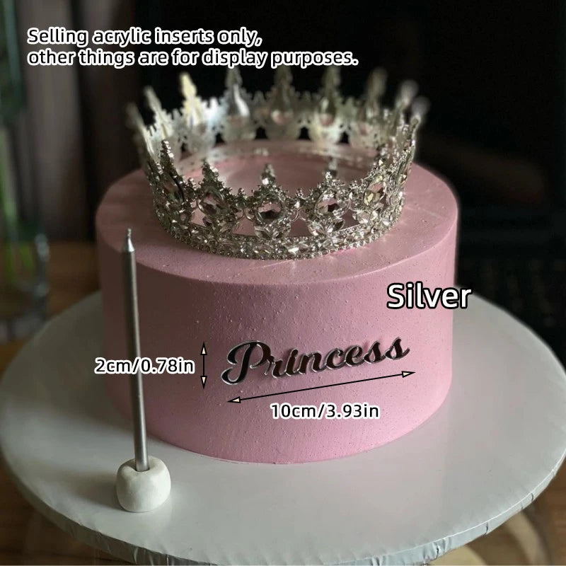 Cake Topper Acrylic Happy Birthday Queen Princess Suitable for Girls Birthday Party Cake Decoration Girls Mitzvah Baby Shower